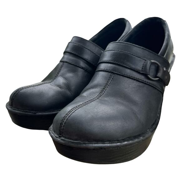 Born Black Leather Heeled Clogs Booties Size 8.5 Women’s Comfort Slip-On Mules - Picture 4 of 10